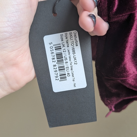 Disturbia Lisette Velour Tie Strap Corset Top - Picture 3 of 3